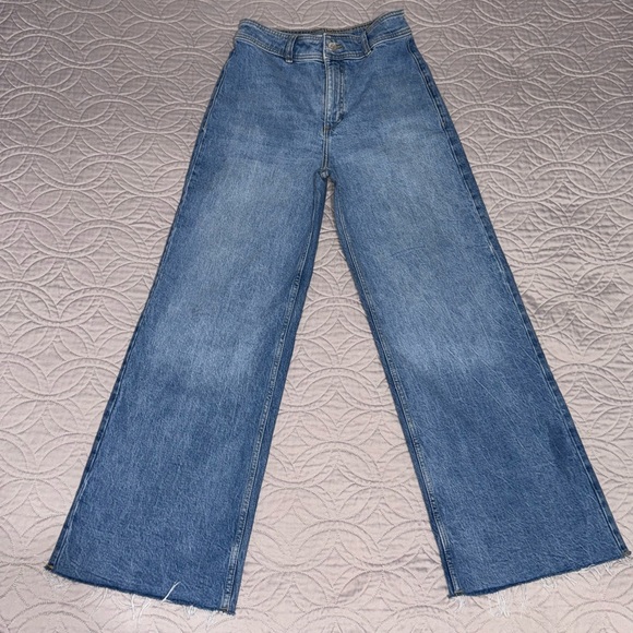 Mango Catherine Culotte High-Rise Jeans Size 4 medium blue - Picture 2 of 6